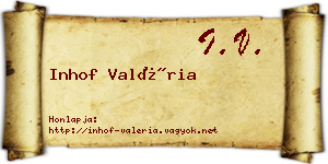 Inhof Valéria névjegykártya